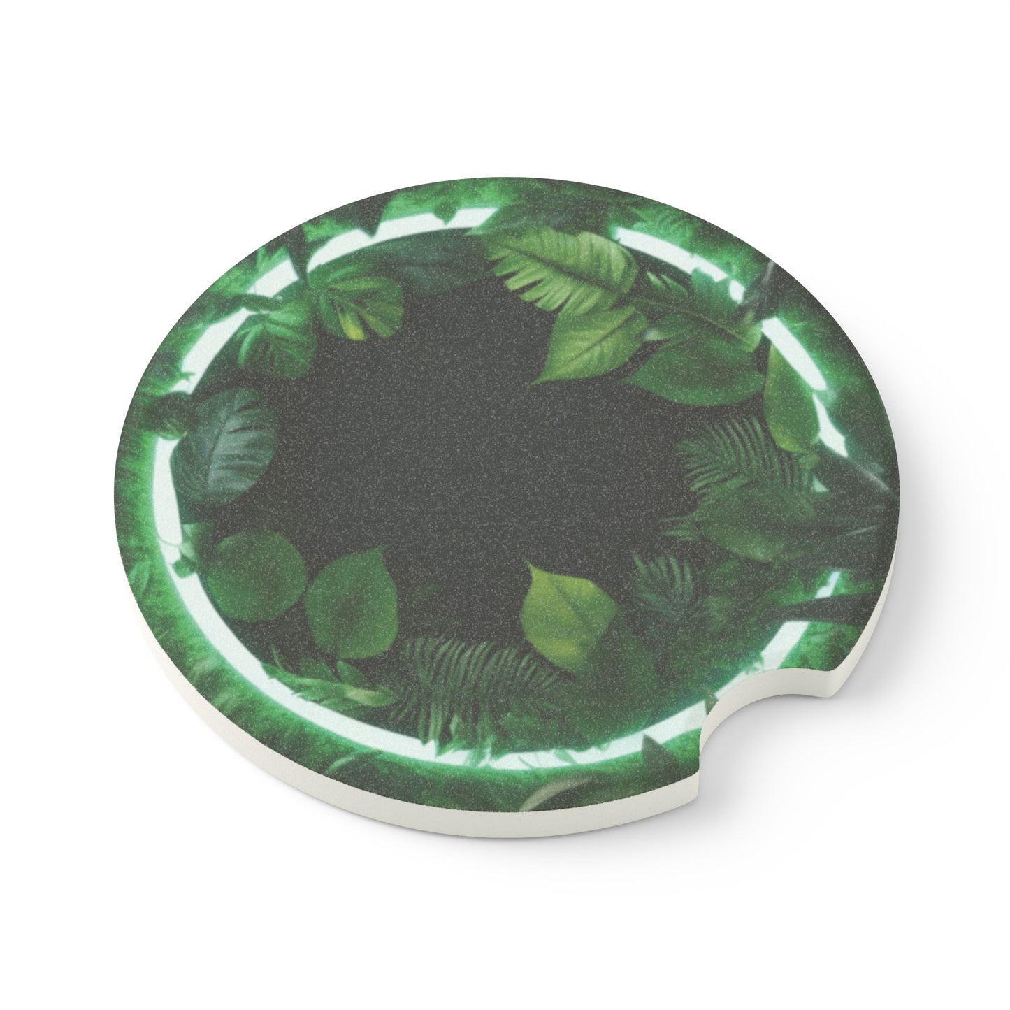 Soapstone Car Coaster - Neon Green Plants
