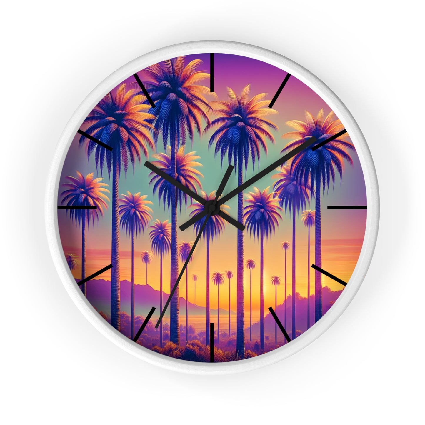 Wall Clock, Sunset Palms, Hands/Base Color Variants