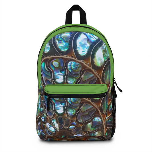 Tropical Backpack  / Ammonite and Abalone, Green