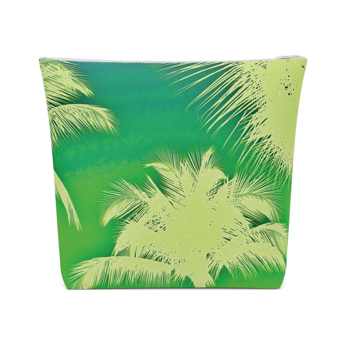 Tropical Cotton Cosmetic Bag, Makeup Pouch, 5 Sizes / Palm Glow, Green