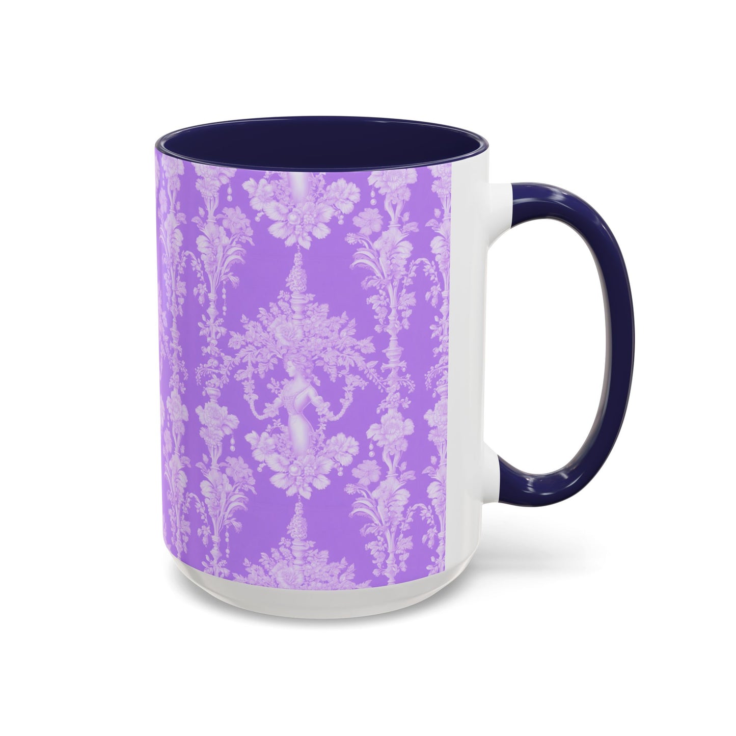 Accent Coffee Mug (11, 15oz), Pearl Lady Toile/Lavender Repeat, Various Colors