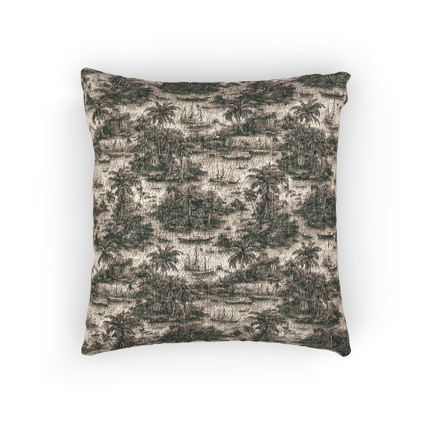 Woven Pillow, 17"W x 18"L ~ Tropical Toile, Dark