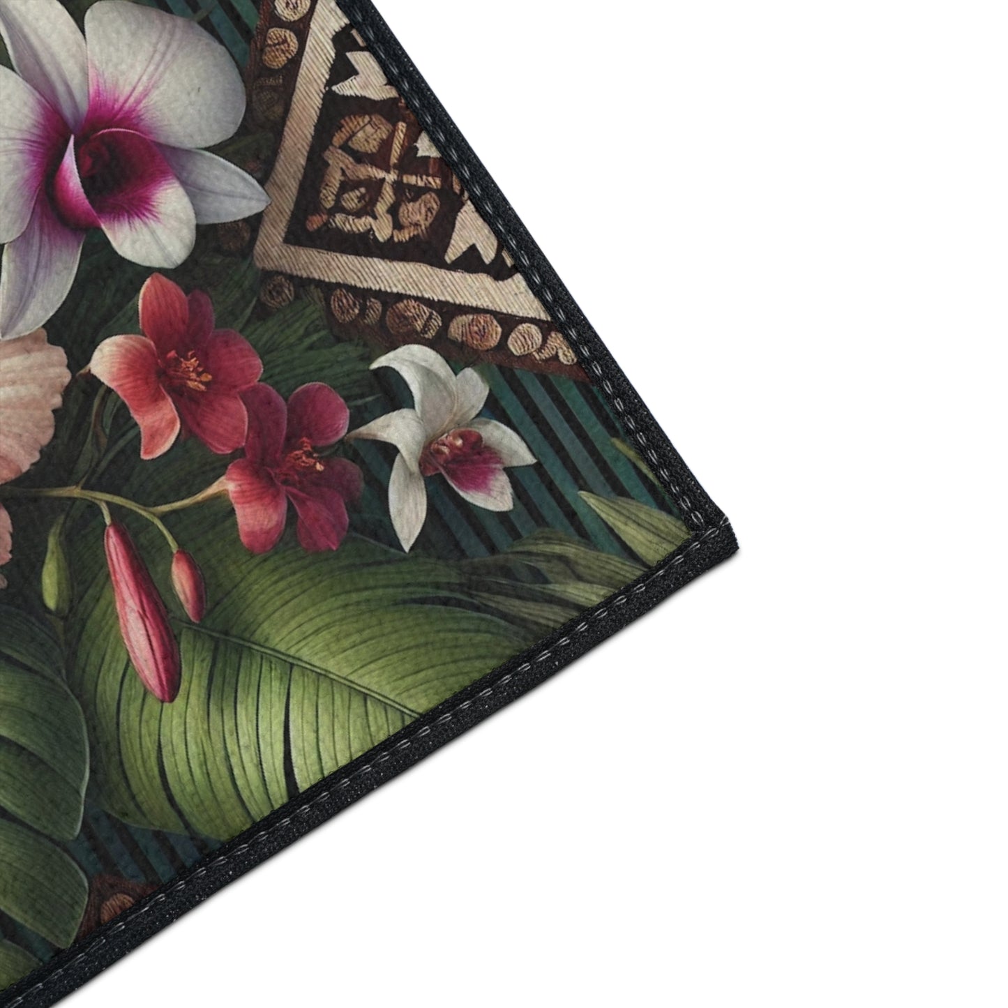 Heavy Duty Floor Mat, 5 Sizes – Tropical Area Rug for Home Décor / Tiki Orchids