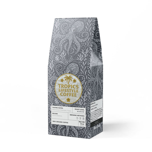 Copy of Black Coral Blend™ (Dark French Roast) Specialty Grade Craft Coffee / Octopus Kraken Joe, Noir/WH
