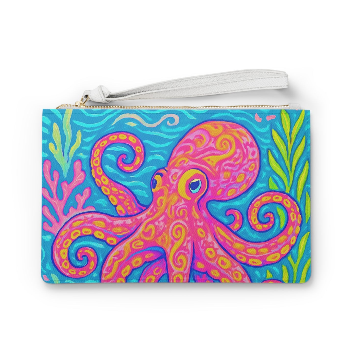 Tropical Faux Leather Clutch Bag - Perfect for Beach Adventures & Summer Vacations / Octopus Kraken Joe