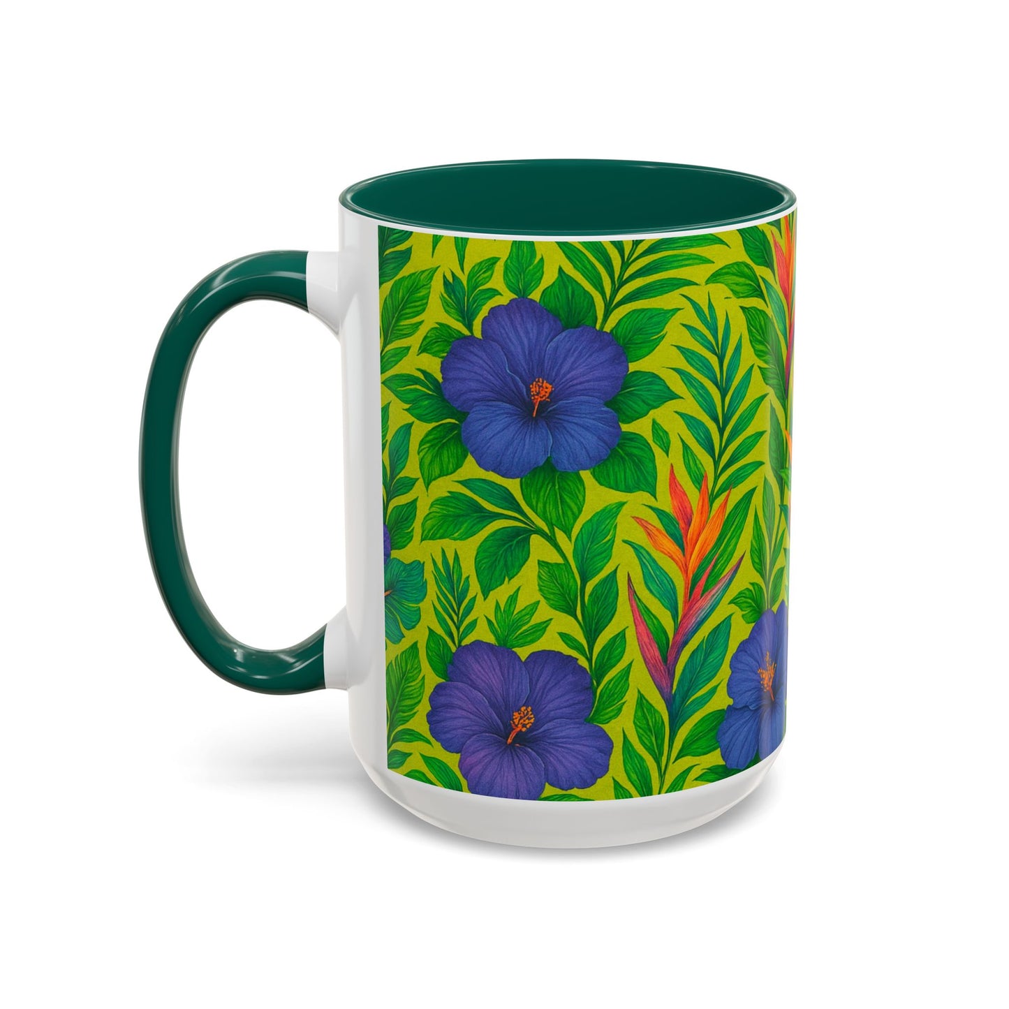 Vibrant Floral Coffee Mug - 11oz & 15oz / Midnight Flower Lime