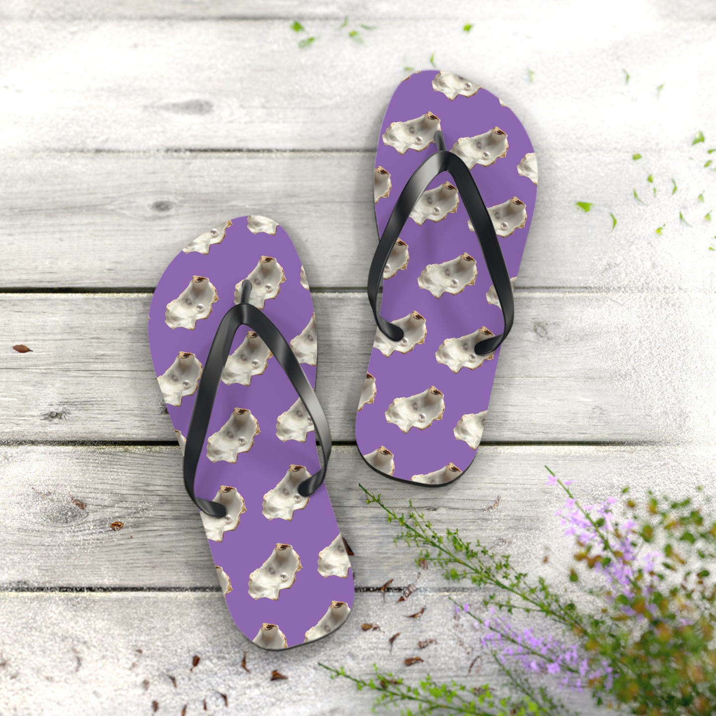 Flip Flops - White Pearl Oyster, light purple