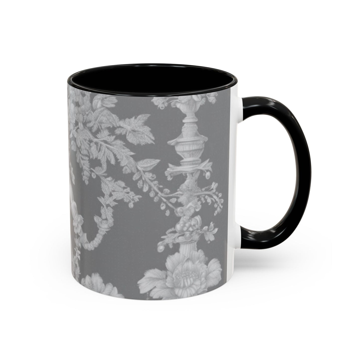 Accent Coffee Mug (11, 15oz), Pearl Lady Toile/Slate, Various Colors