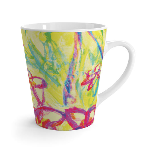 Latte White Mug - Tropical Doodles, Yellow