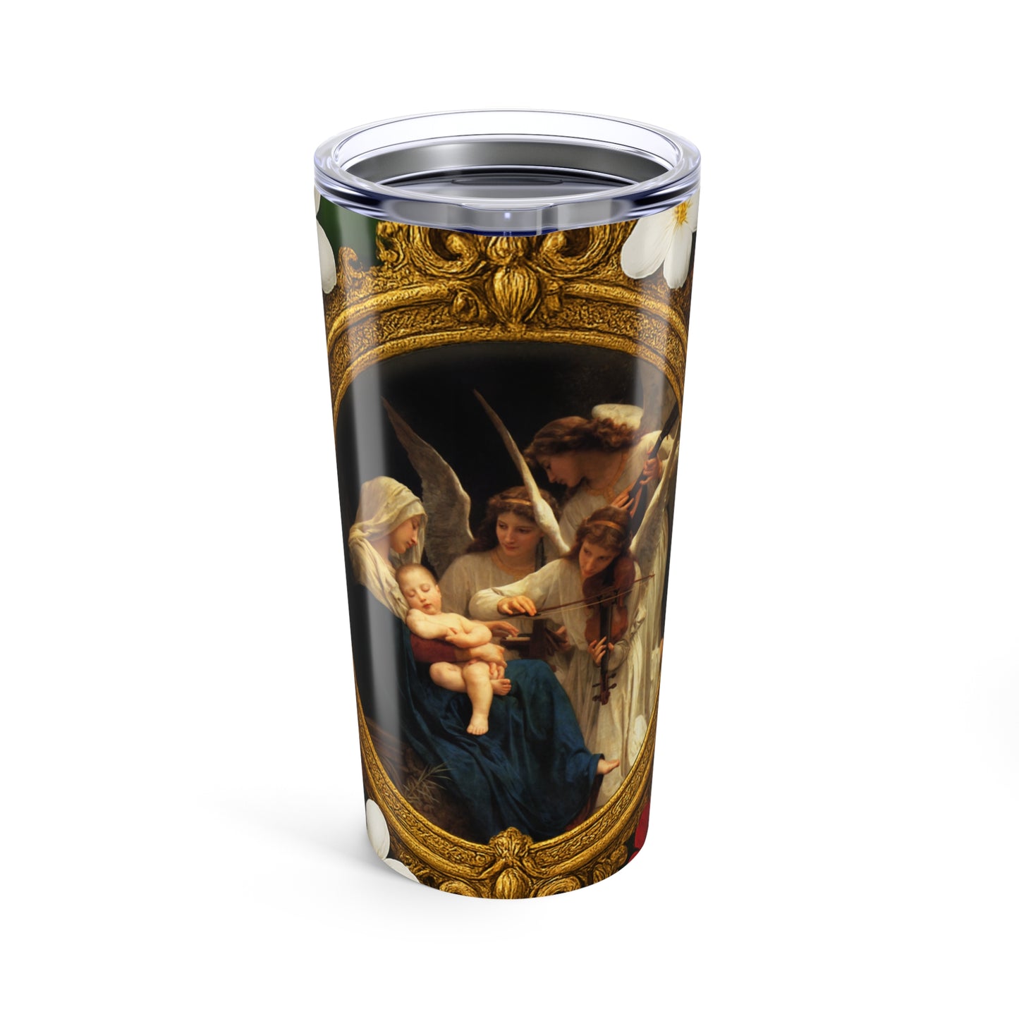 20oz Religious Glossy Tumbler, Stainless Steel / Song of the Angels, Mary & Jesus