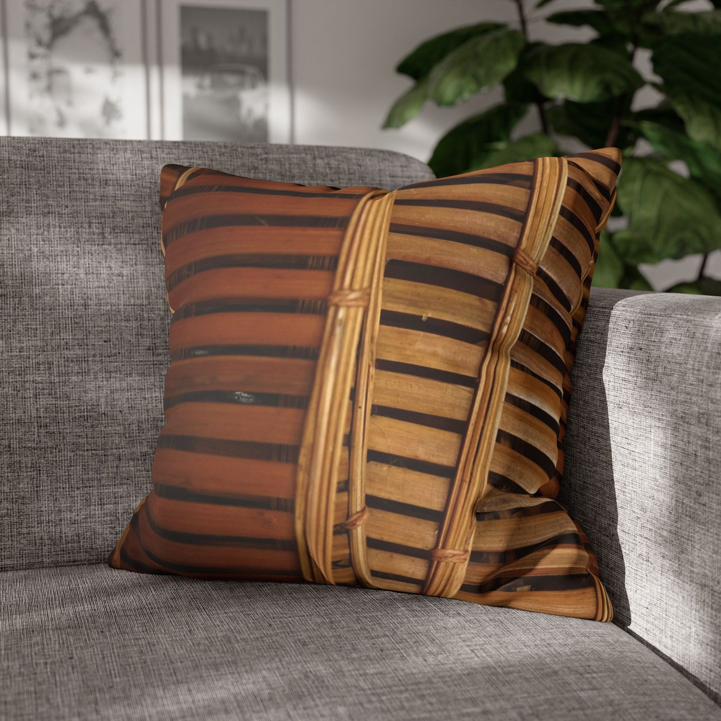 Faux Suede Square Pillowcase - Natural Bamboo Flow