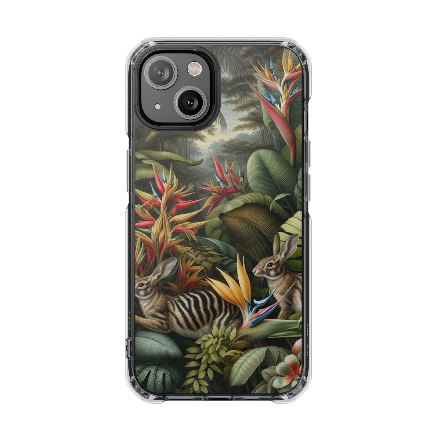 Rainforest Rabbit Outing Magnetic Clear Phone Case, Many Models