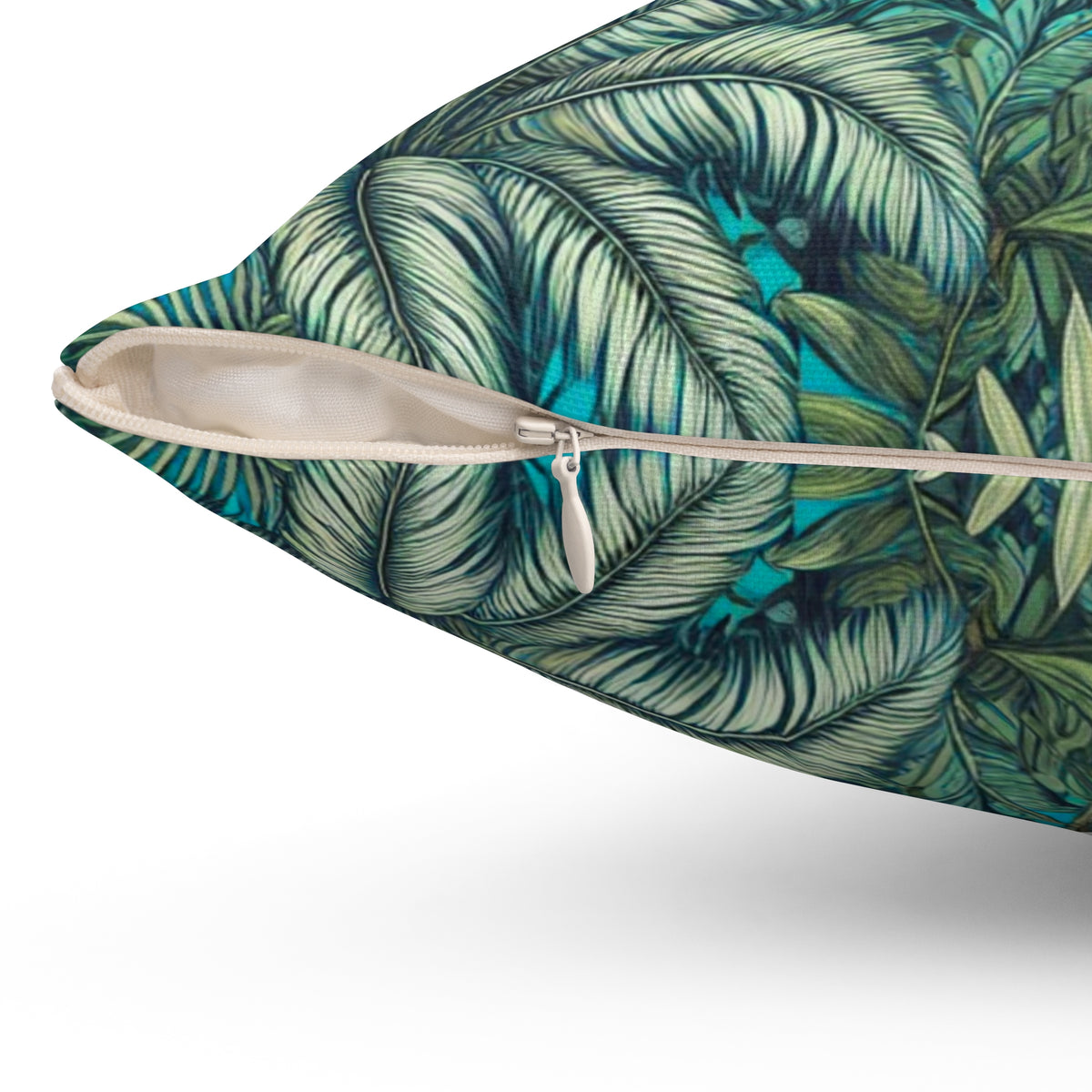 Tropical Pillow, 4 sizes - Colorful Spun Polyester Square Cushion / Tropical Fruit, Turquoise