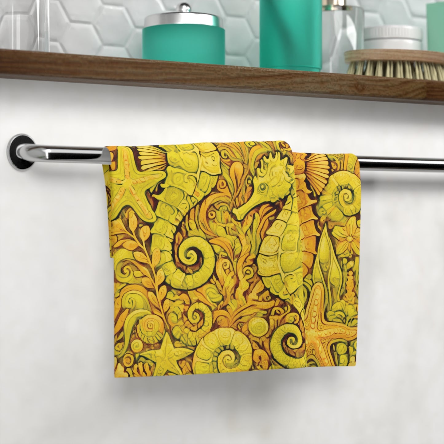 Face Towel - Seahorse Trio/Yellow