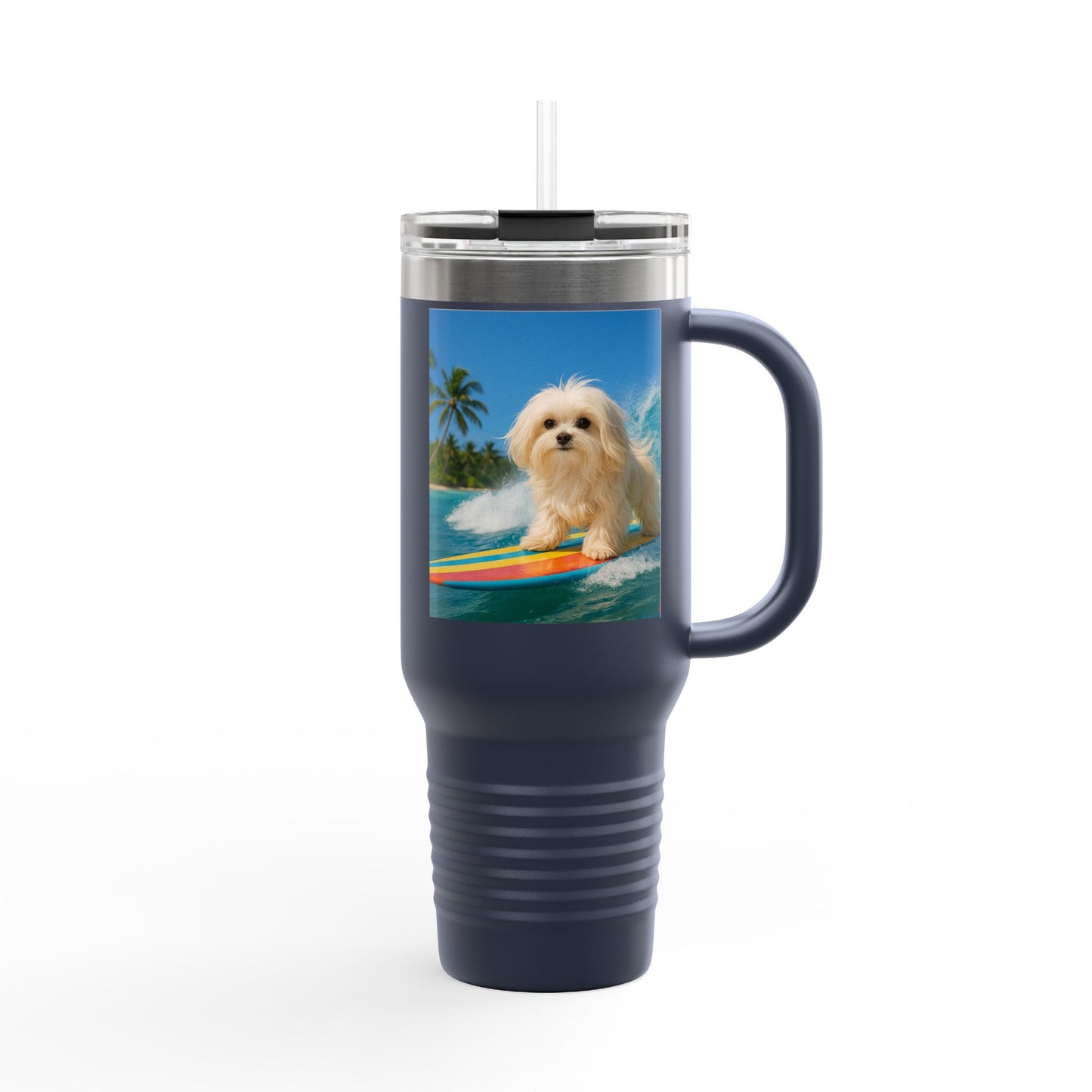 Puppy Ariel the Dog Surfer Insulated Travel Mug - 40oz - Perfect for Outdoor Adventures