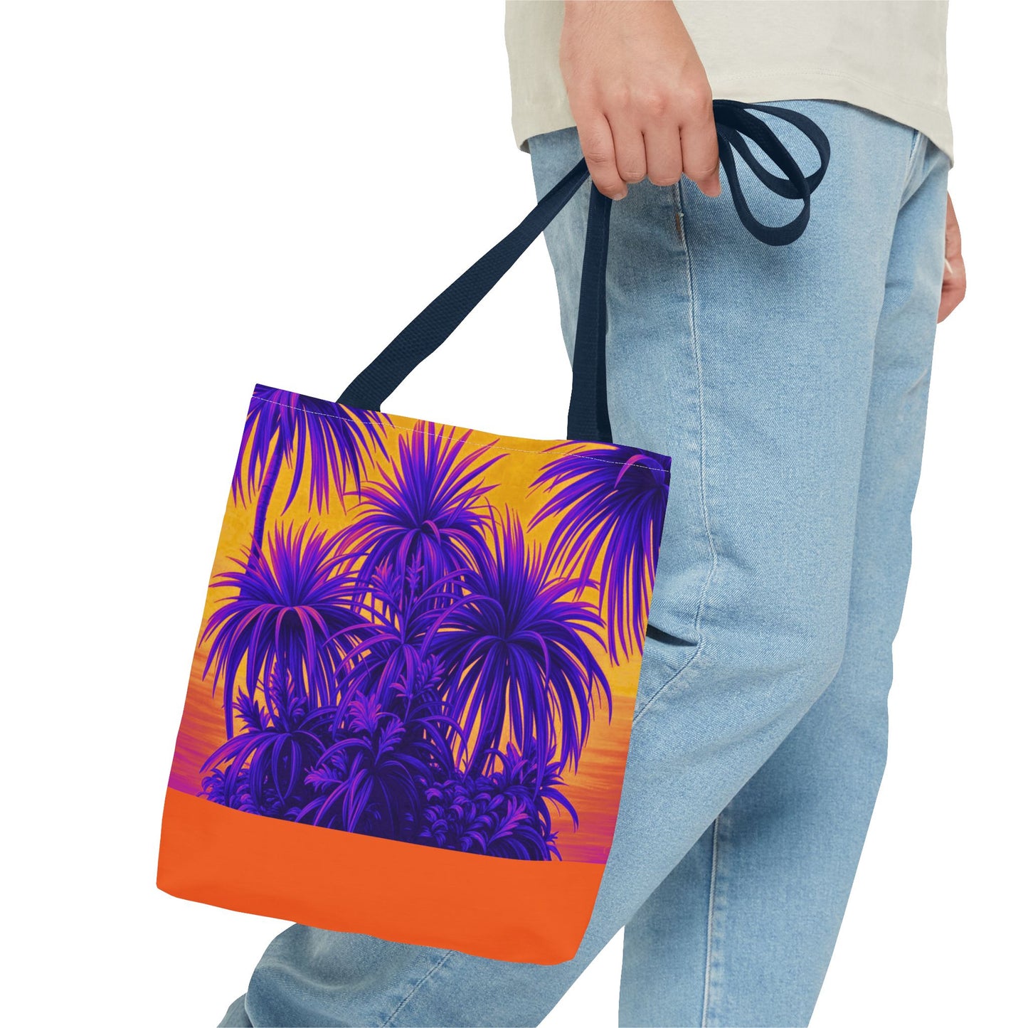 Tiny Palm Island Pop/Orange Tote Bag - 3 Sizes