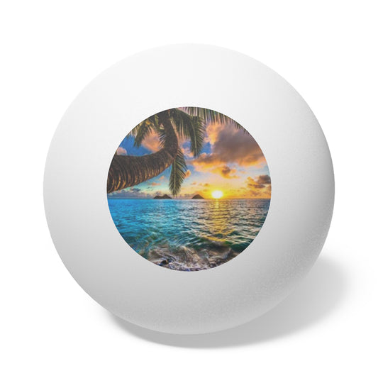 Tropical Paradise Ping Pong Balls - 6 Pack with Hawaiian Sunset