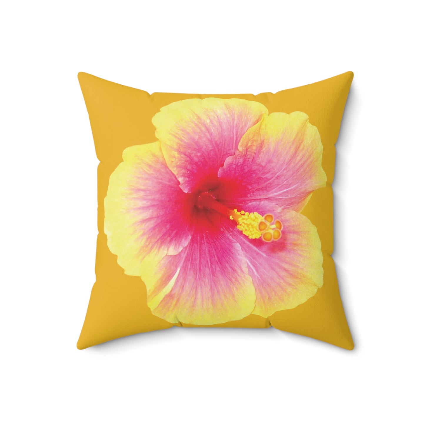 Decorative Pillow - Accent Cushion, 4 Sizes / Photo Yellow Hibiscus, Yellow
