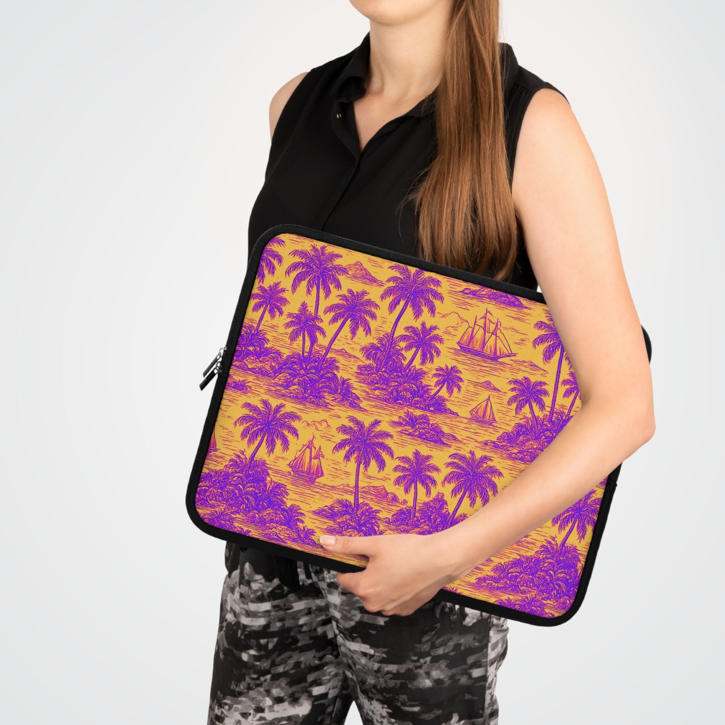 Tropical Laptop Sleeve, 5 Sizes - Perfect for Beach Lovers & Students / Faraway Toile, Pop