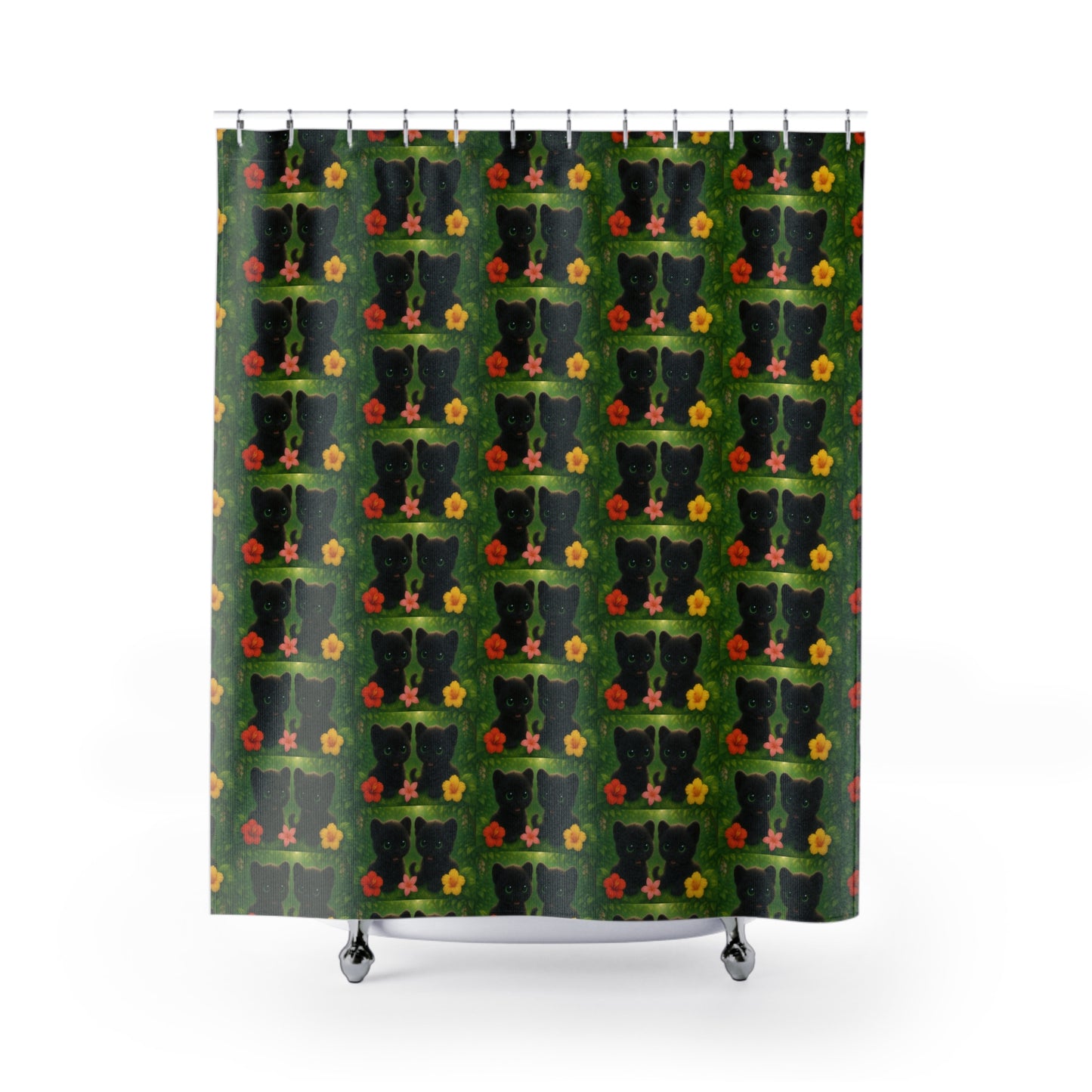 Tropical Shower Curtain - Rainforest Bathroom Decor / Baby Black Panthers