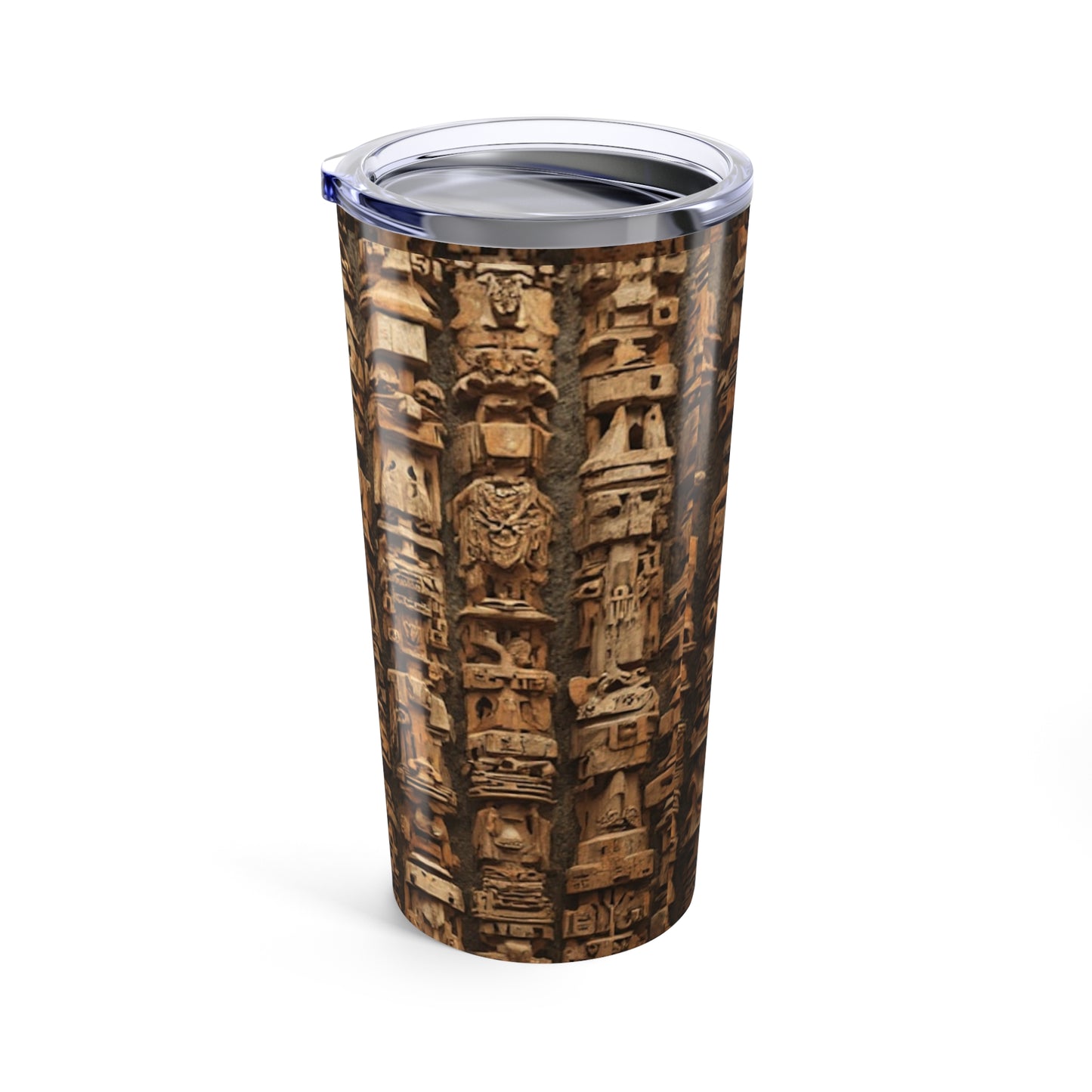20oz Glossy Tumbler, Stainless Steel / Ancient Tiki Totems