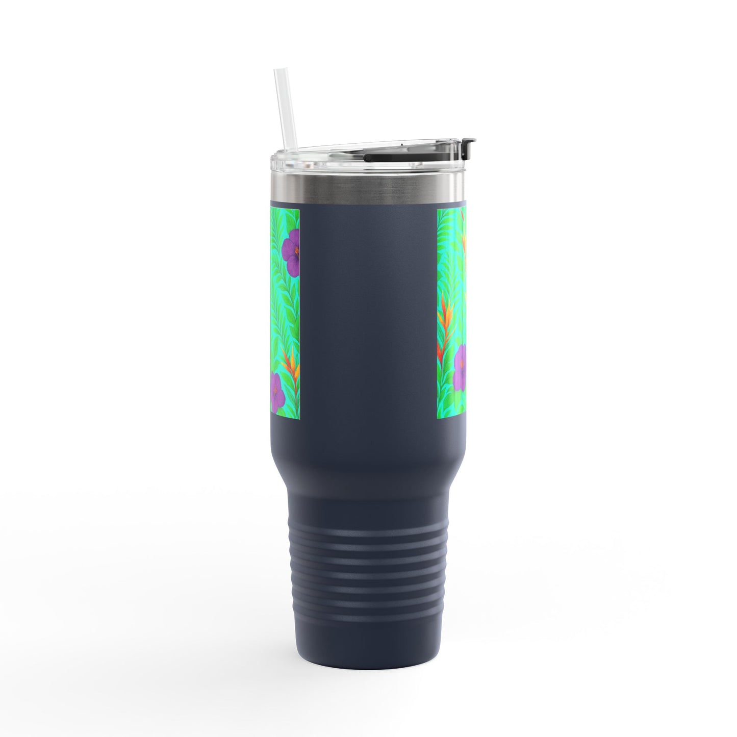 Midnight Flower Green Insulated Travel Mug - 40oz - Perfect for Outdoor Adventures