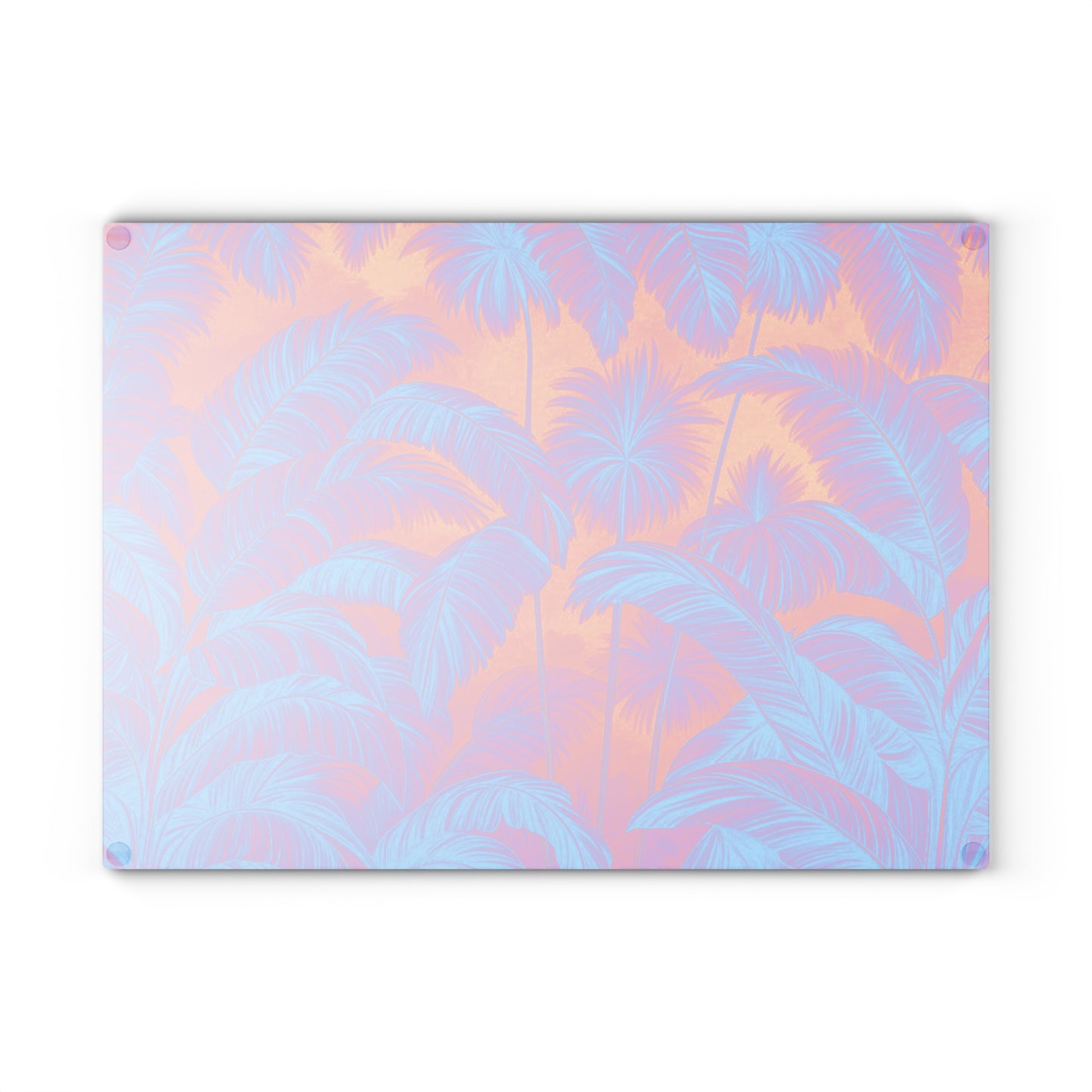 Glass Cutting Board, 2 sizes - Palm Serenity/Heatwave