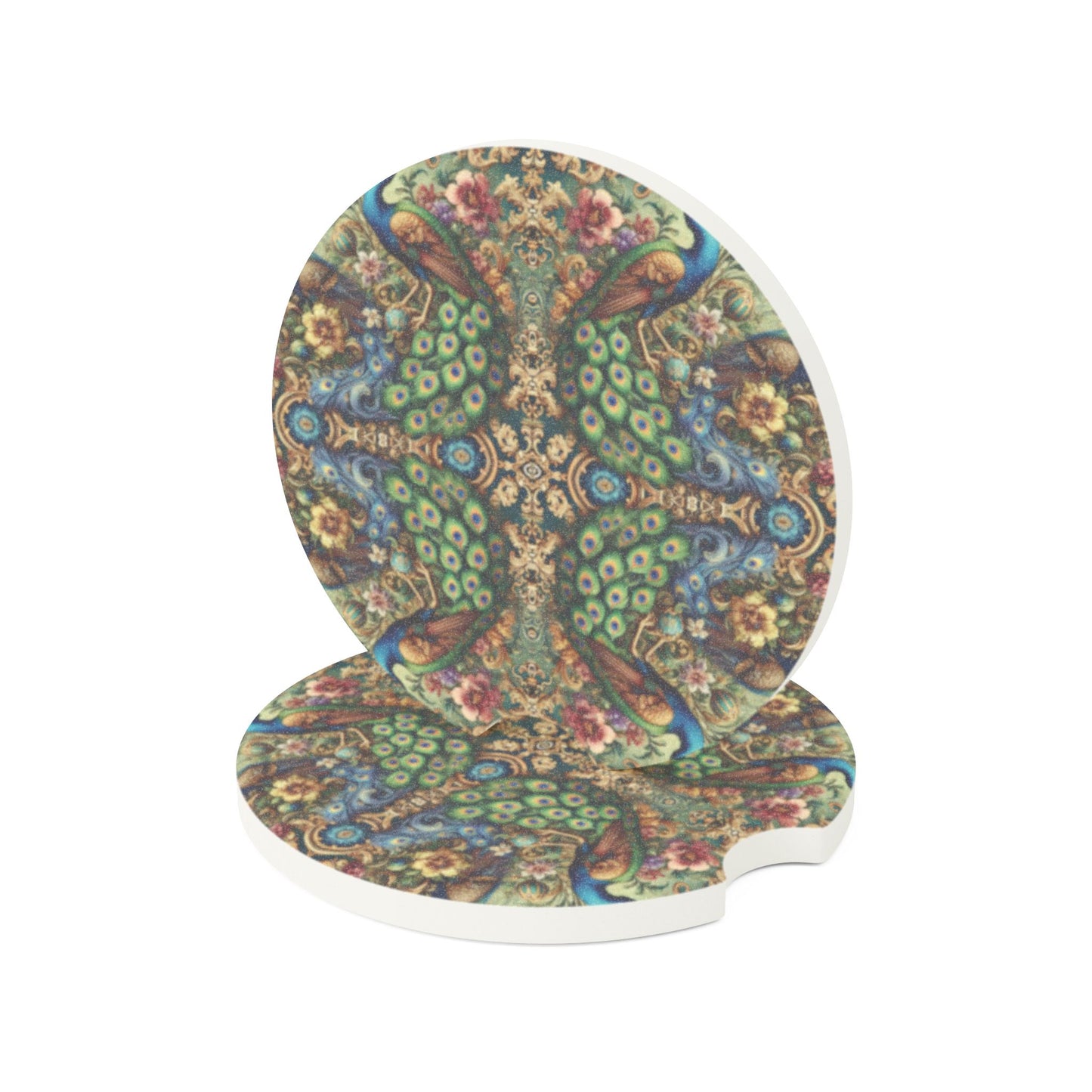 Soapstone Car Coaster - Kaleido Peacock Royals