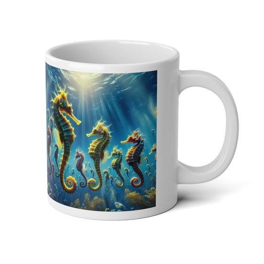 Seahorse Party, Jumbo Mug, 20oz | Tropical Coffee Cup, Gift for Ocean Lovers