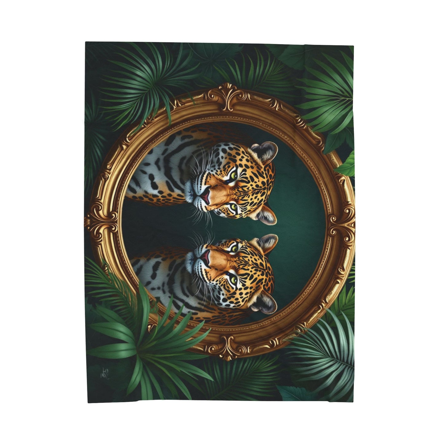 Tropical Framed Jaguars Velveteen Plush Blanket - Cozy Home Decor for Big Cat Lovers