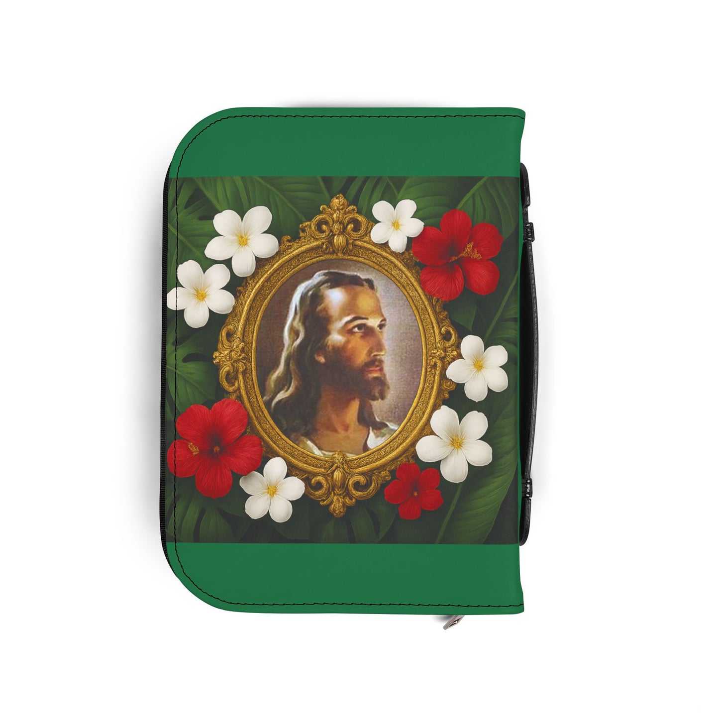 Tropical Jesus Bible Cover, Dark Green / Floral Bible Cover Protector, Church Accessories