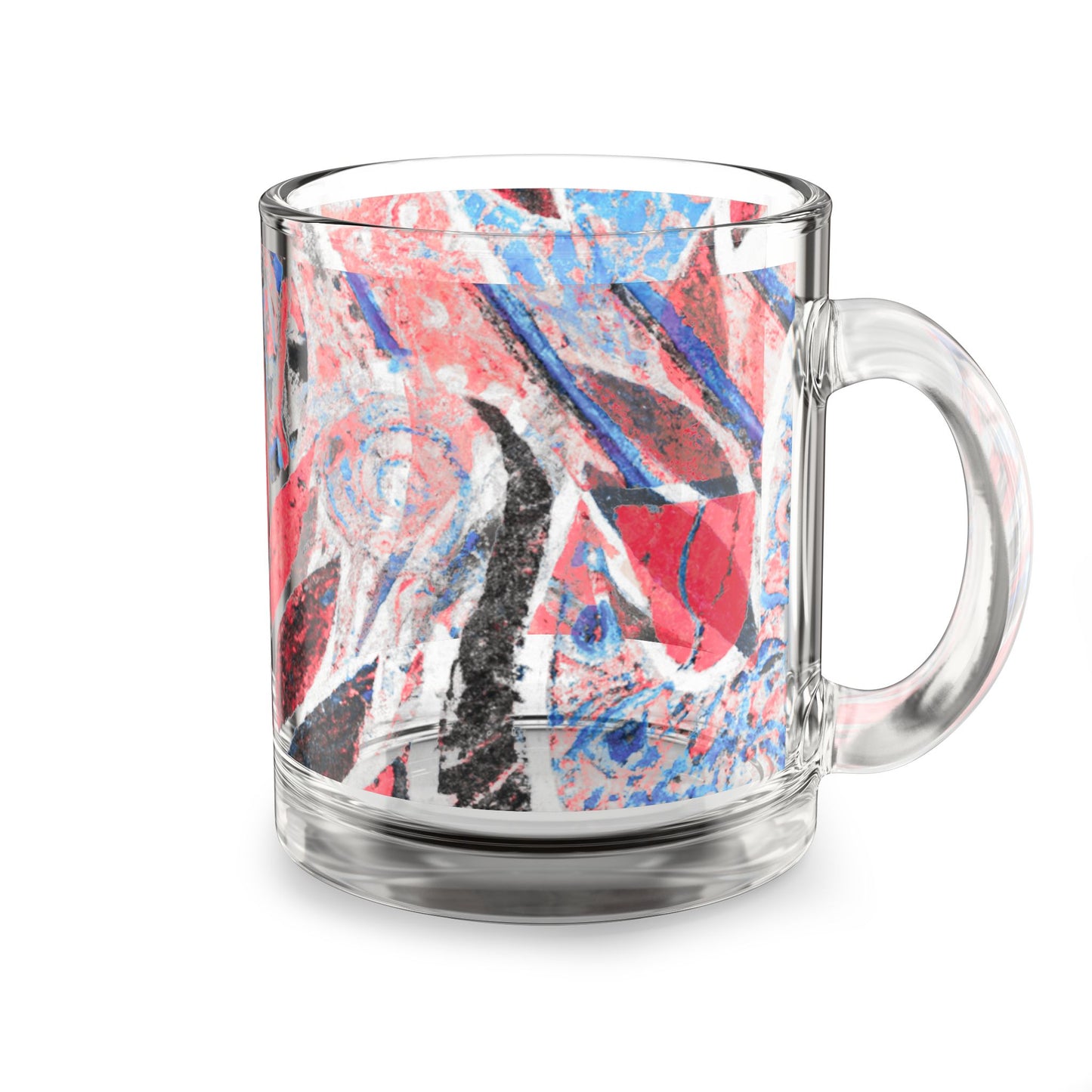 Tropical Glass Mug - 10oz Coffee Cup / Amazon Whimsy, Red