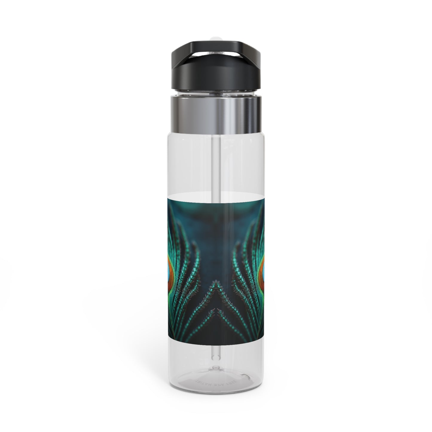 Tropical 20oz Tritan Sport Water Bottle -  Leakproof, Lightweight, BPA-Free / Peacock Eye Feather, Turquoise