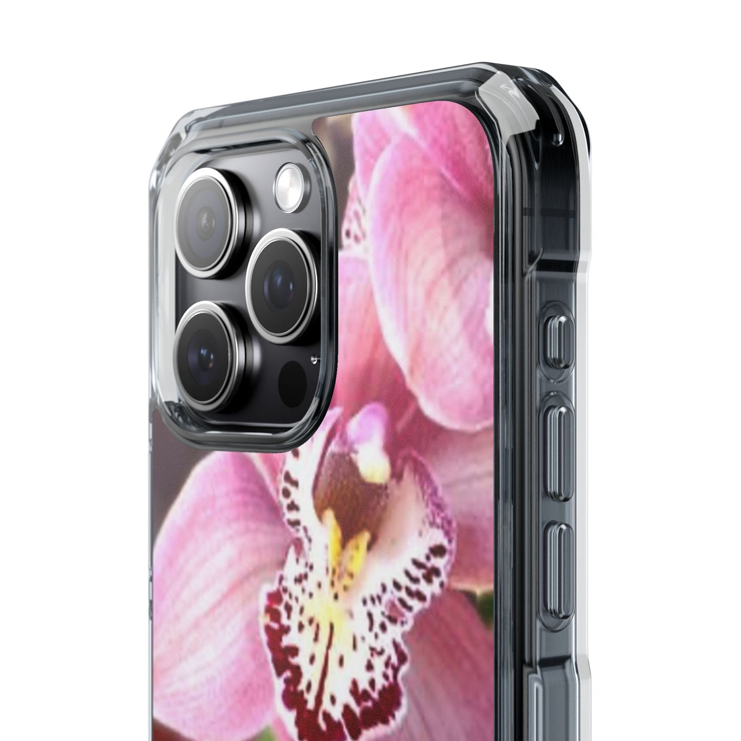 Pink Orchid/Photo Magnetic Clear Phone Case, Many Models