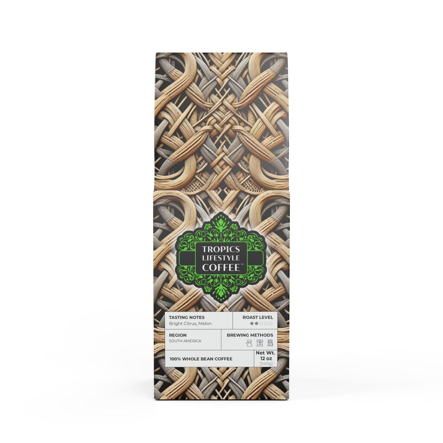 Golden Sands Single Origin™ Coffee (Light-Medium Roast) Specialty Grade / Woven Beach Wicker