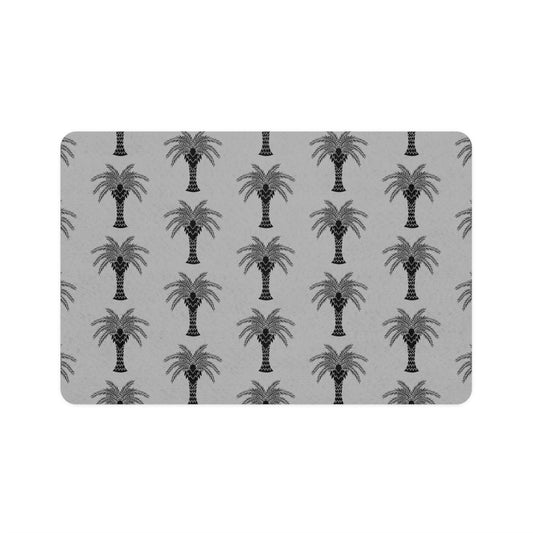 Pet Food Mat (12x18), Art Deco Palm, Lt. Grey