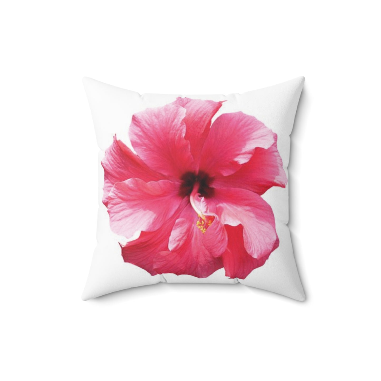 Decorative Pillow - Accent Cushion, 4 Sizes / Photo Pink Hibiscus, White