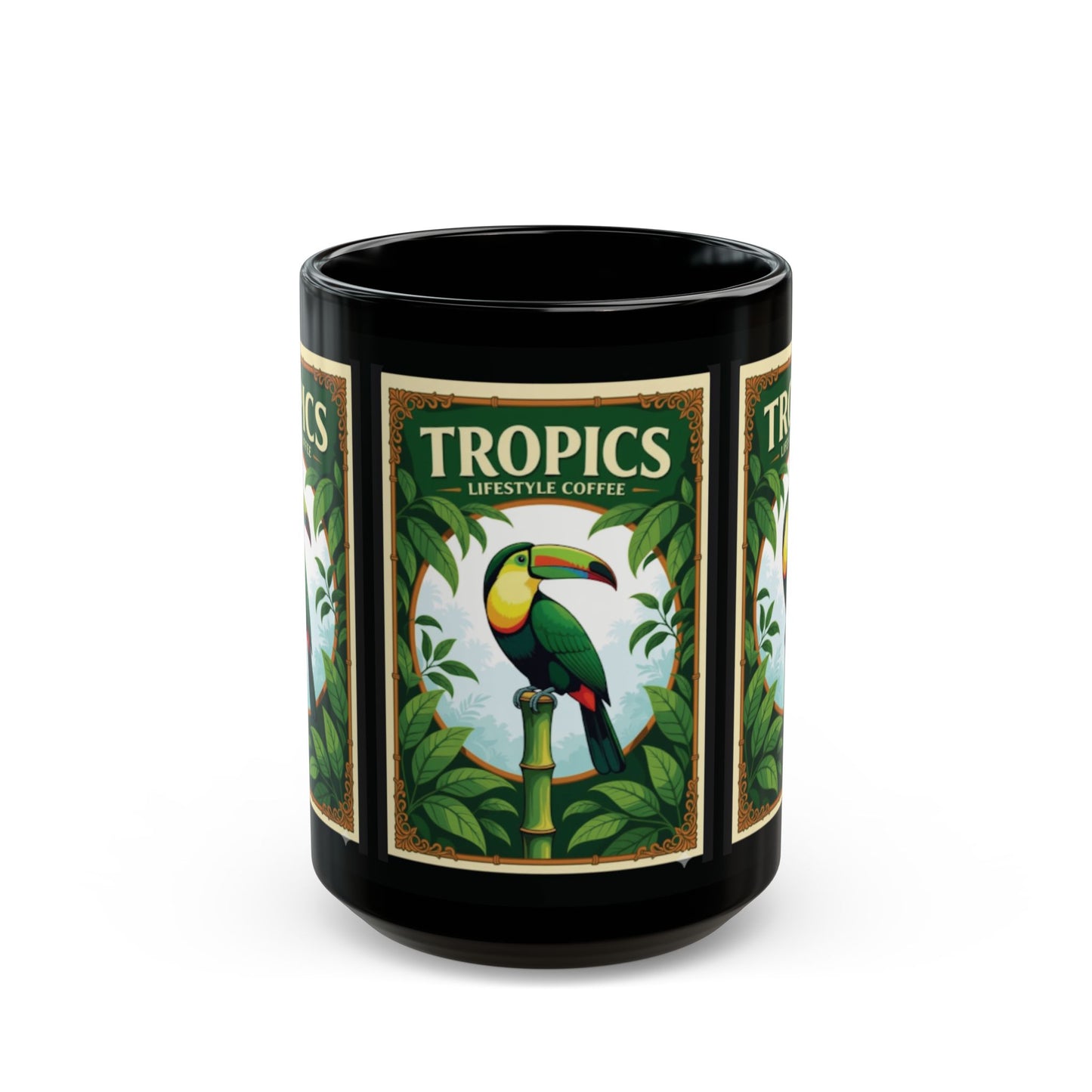 Black Coffee Mug - Parrot Poster /TLCoffee Logo