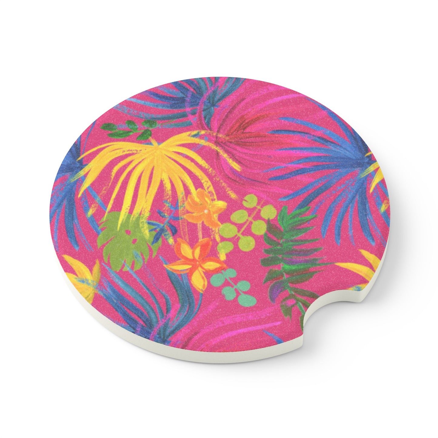 Soapstone Car Coaster - Exotic Flora