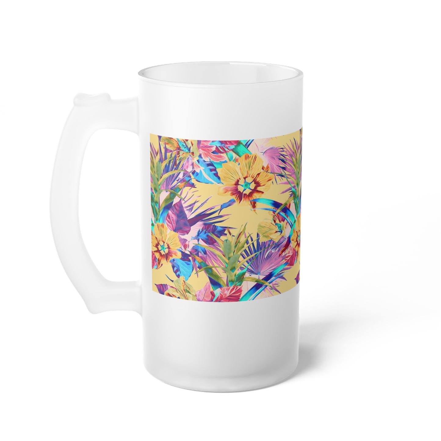 Frosted Glass Beer Mug, Plant Palooza, orange sherbet