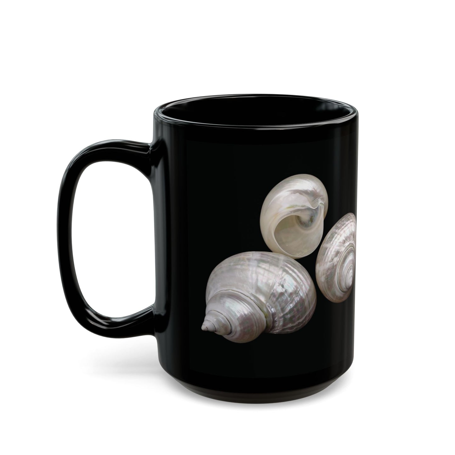 Black Coffee Mug - Real Pearl Nautilus Shells