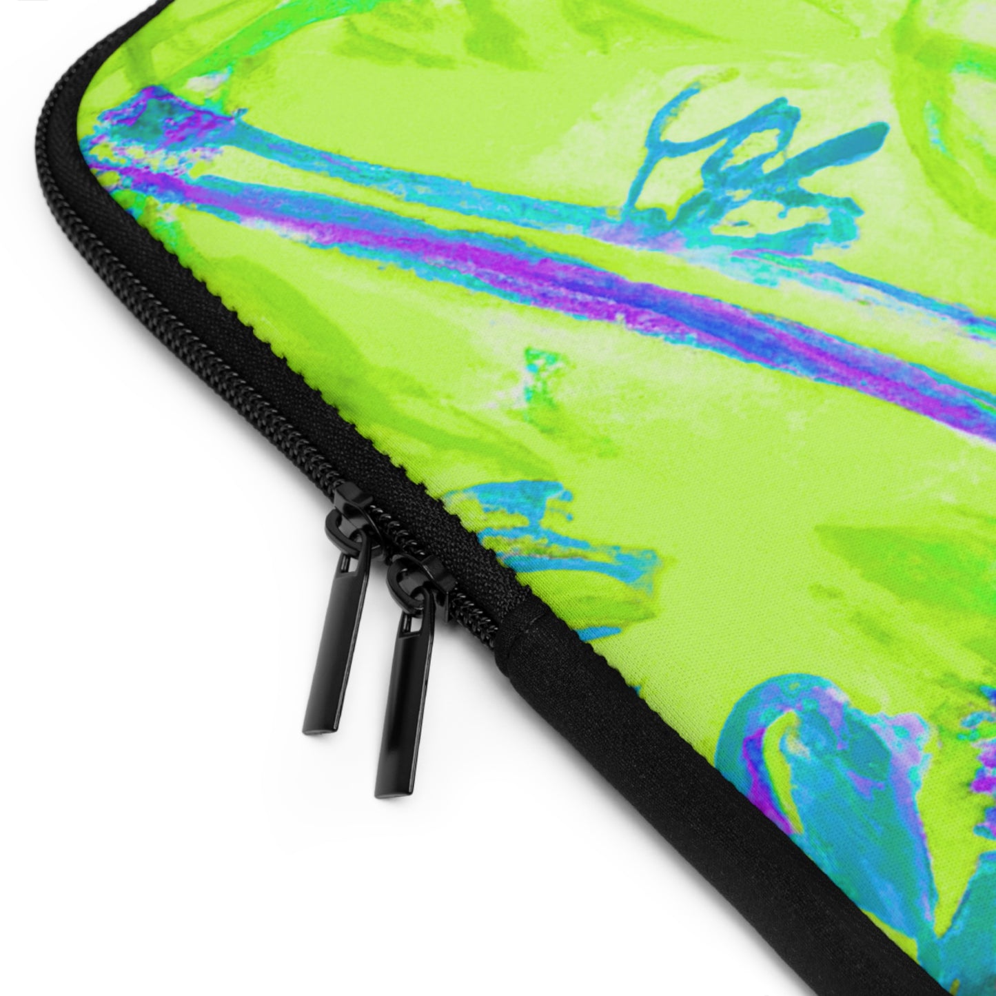 Tropical Laptop Sleeve, 5 Sizes - Perfect for Beach Lovers & Students / Tropical Doodles, Lime