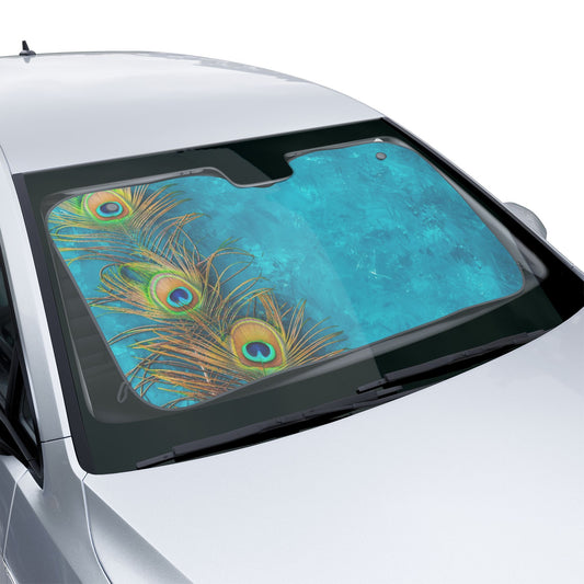 Tropical Car Sun Shades / Peacock Turquoise Glow