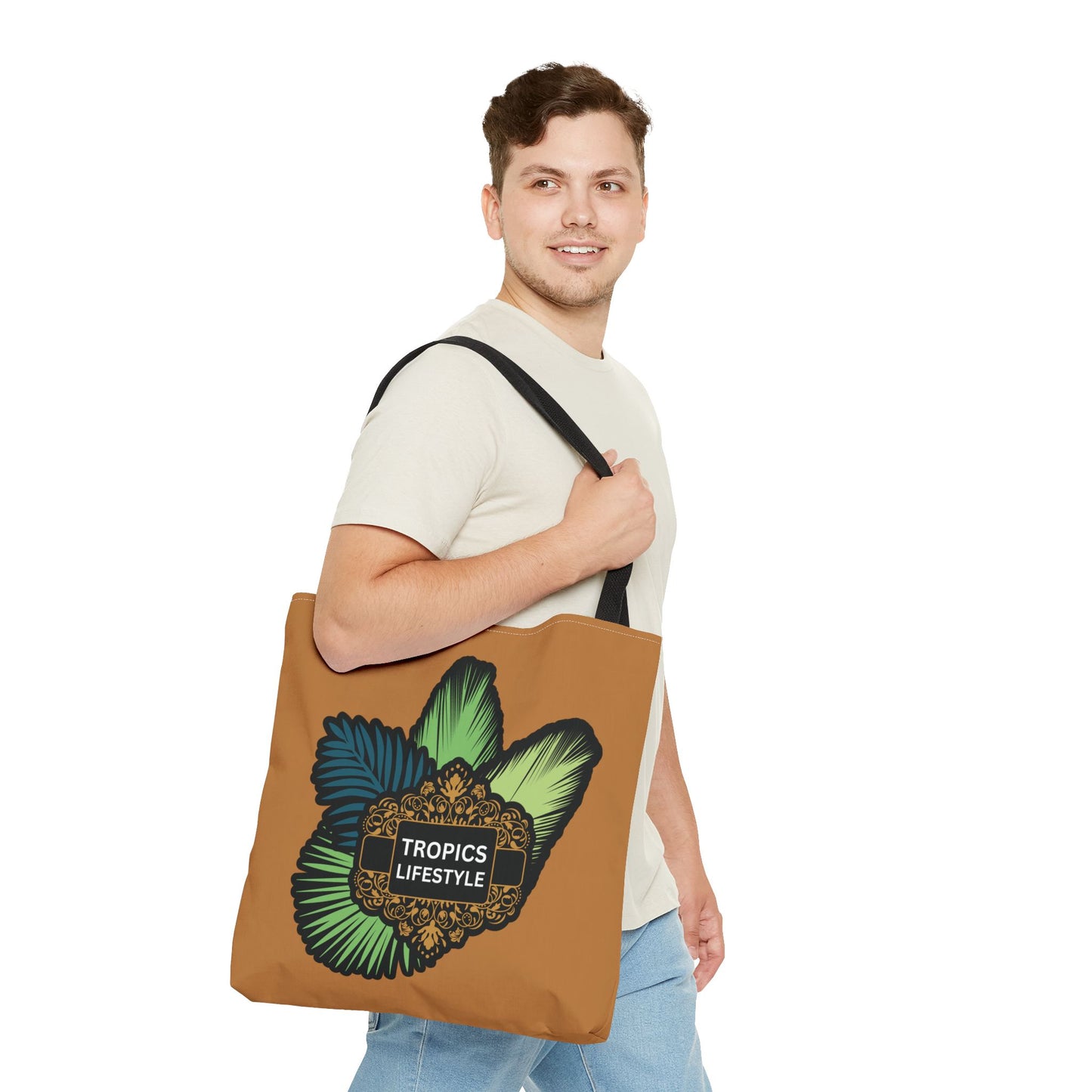 Elegant Tropics Lifestyle Logo Tote Bag - 3 Sizes, Lt. Brown