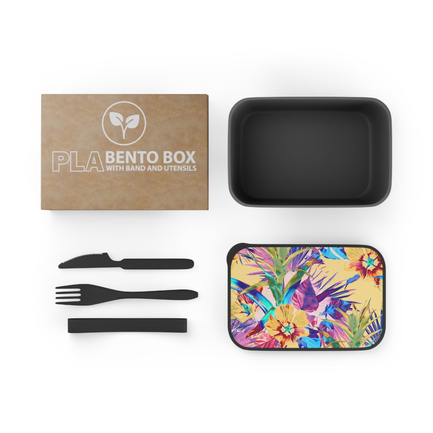 Bento Box with Utensils - Plant Palooza, buttercream