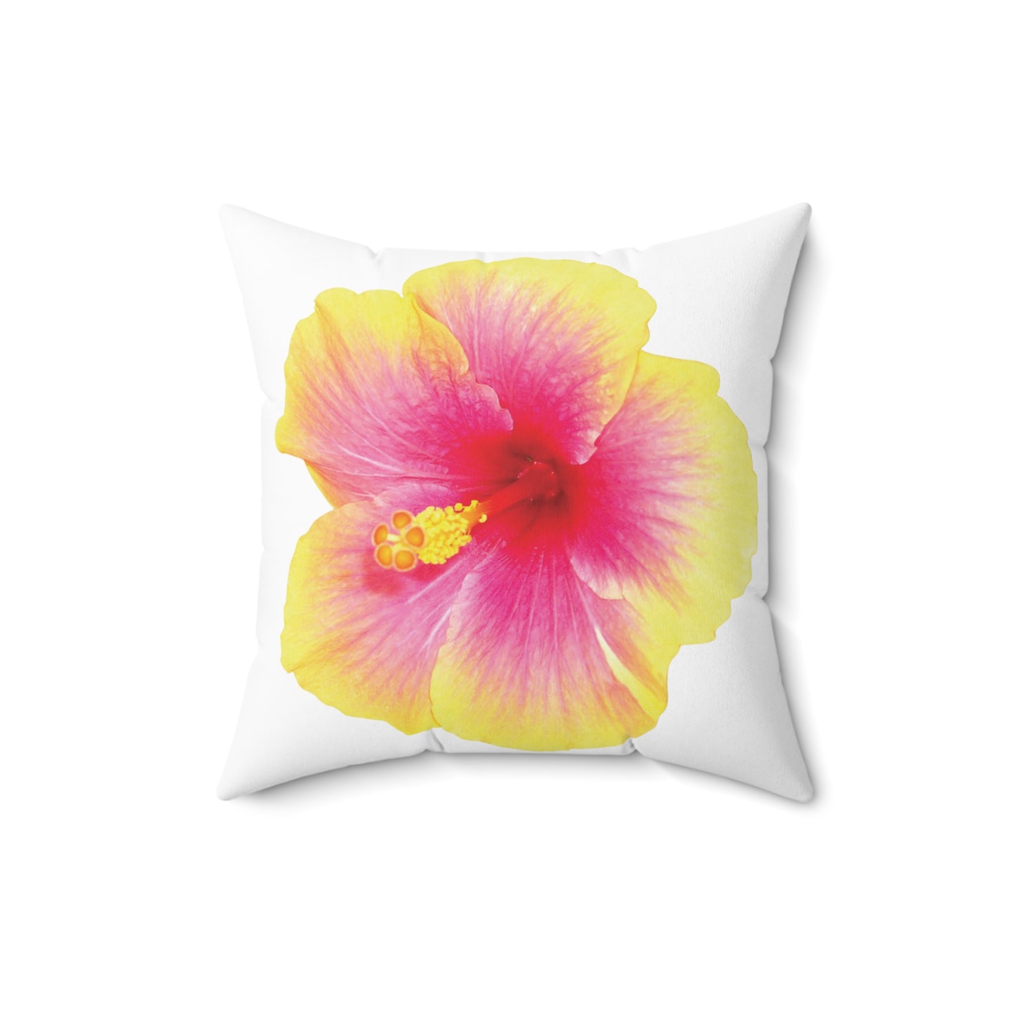 Decorative Pillow - Accent Cushion, 4 Sizes / Photo Yellow Hibiscus, White