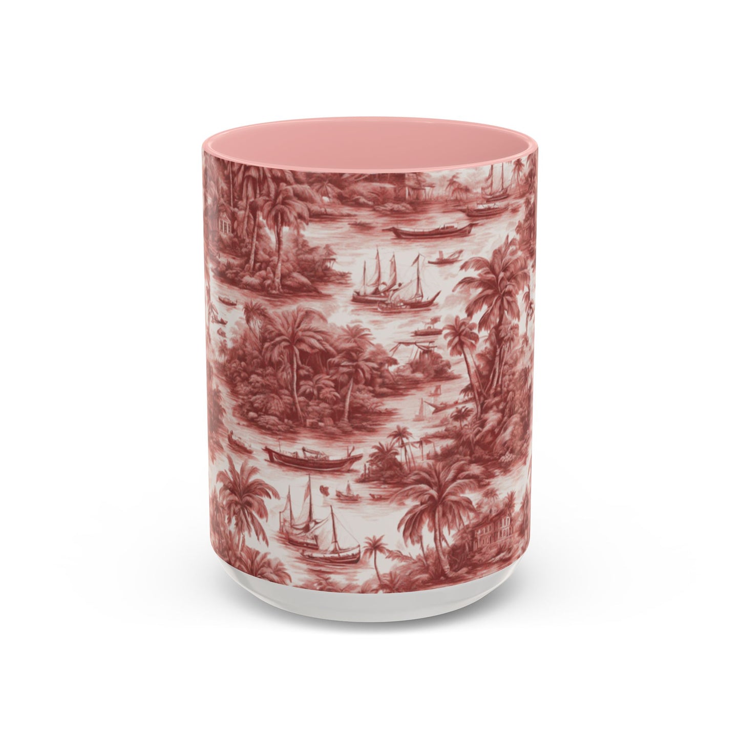 Accent Coffee Mug (11, 15oz), 8 Colors - Tropical Toile #1, russet