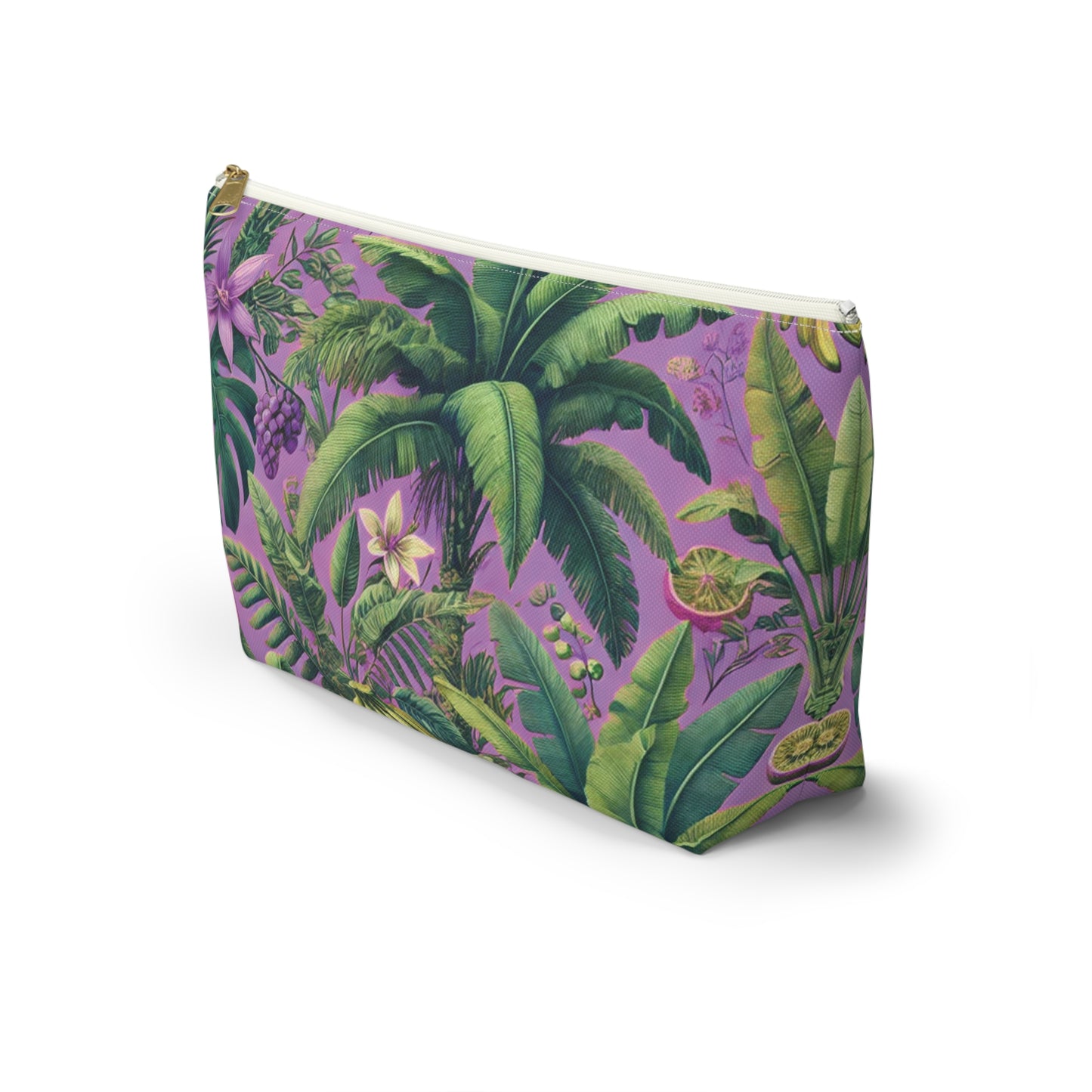 Tropical Accessory Pouch, 2 sizes | Makeup Bag | Perfect for Travel & Everyday Use / More Tropical Fruit, Deep Lilac
