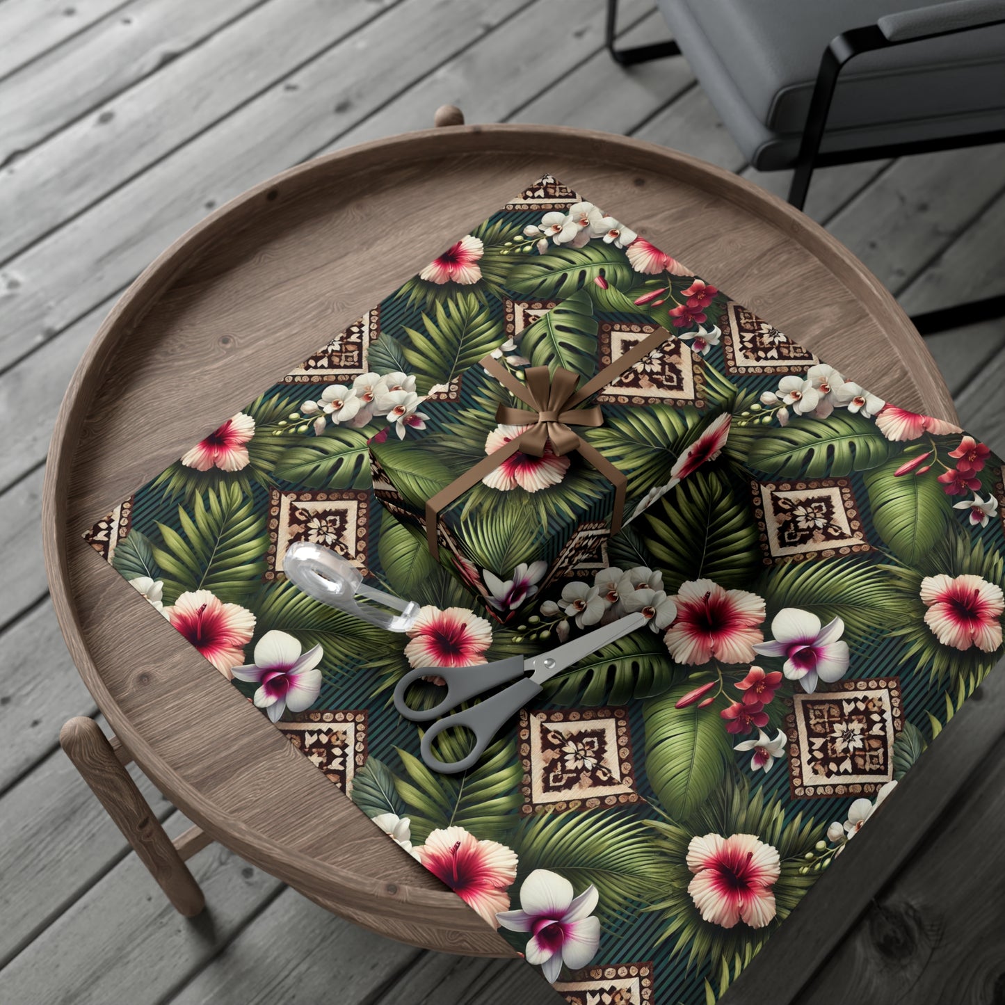Wrapping Paper - Tropical Gift Wrap for All Occasions / 3 Sizes, 2 Finishes / Tiki Orchids