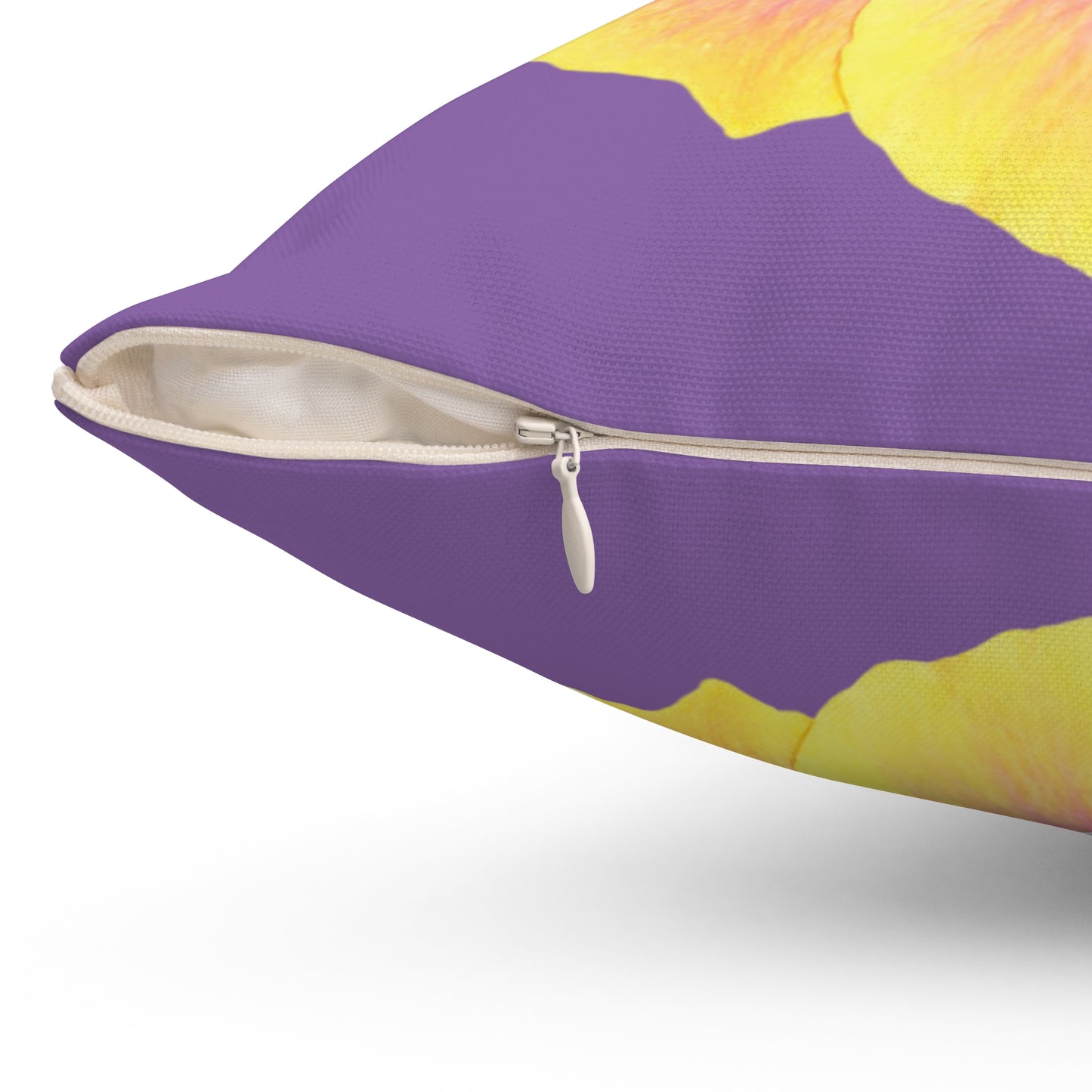 Decorative Pillow - Accent Cushion, 4 Sizes / Photo Yellow Hibiscus, Lt. Purple